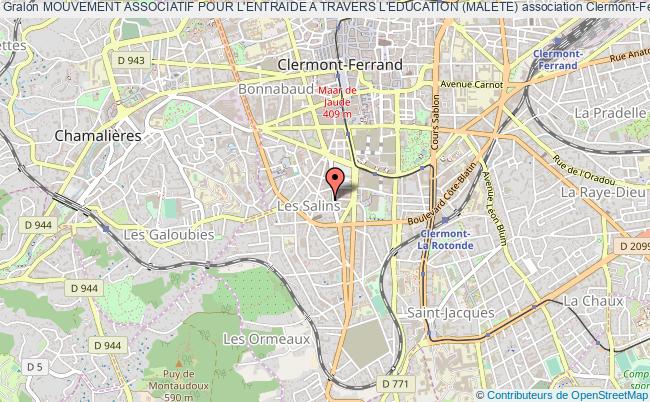 plan association Mouvement Associatif Pour L'entraide A Travers L'education (malete) Clermont-Ferrand