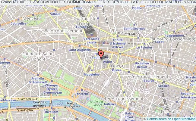 plan association Nouvelle Association Des Commercants Et Residents De La Rue Godot De Mauroy (nacgm) Paris