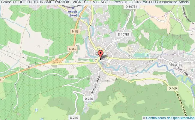 plan association Office Du Tourisme D'arbois, Vignes Et Villaget - Pays De Louis Pasteur Arbois