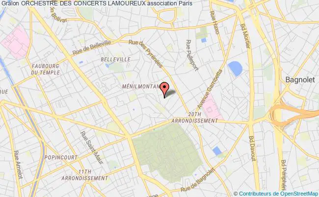 plan association Orchestre Des Concerts Lamoureux Paris 20e