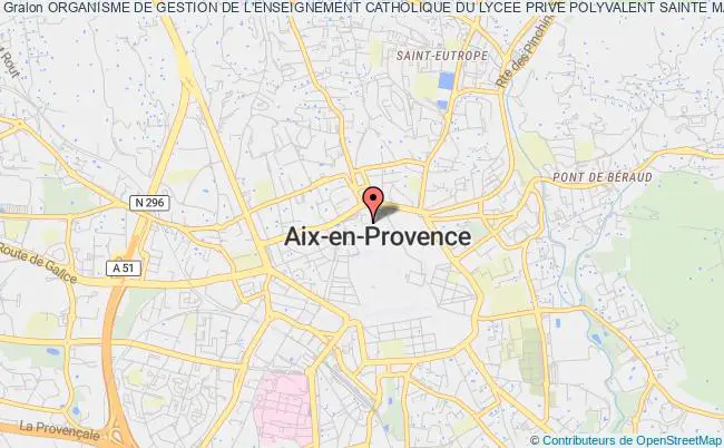 plan association Organisme De Gestion De L'enseignement Catholique Du Lycee Prive Polyvalent Sainte Marie Aix-en-Provence