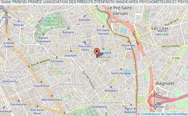 plan association Parend-france (association Des Parents D?enfants Handicapes Psychomoteurs Et Psychiques) Paris
