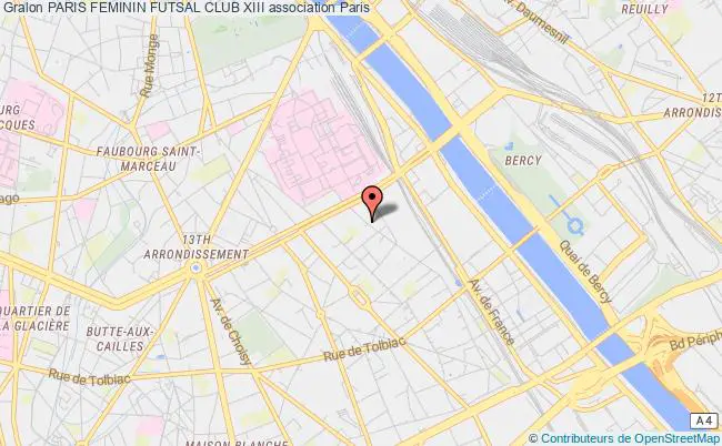 plan association Paris Feminin Futsal Club Xiii Paris