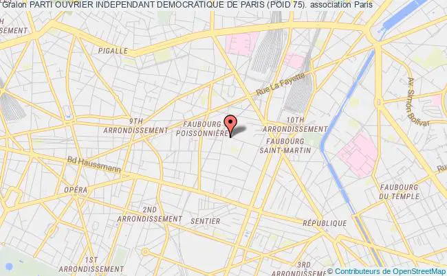plan association Parti Ouvrier Independant Democratique De Paris (poid 75). Paris
