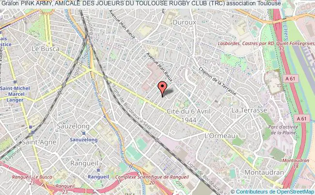 plan association Pink Army, Amicale Des Joueurs Du Toulouse Rugby Club (trc) Toulouse