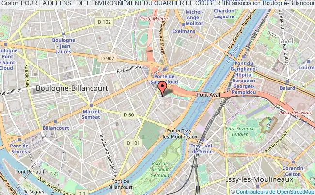 plan association Pour La Defense De L'environnement Du Quartier De Coubertin Boulogne-Billancourt