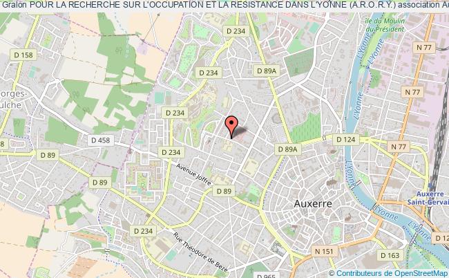 plan association Pour La Recherche Sur L'occupation Et La Resistance Dans L'yonne (a.r.o.r.y.) Auxerre