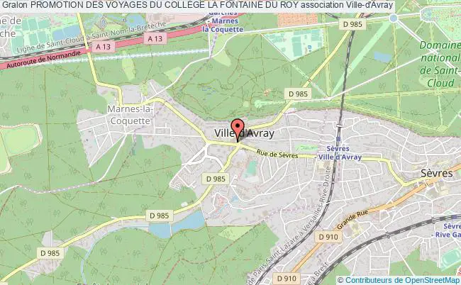 plan association Promotion Des Voyages Du CollÈge La Fontaine Du Roy Ville-d'Avray
