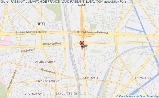 plan association Rabbinat Lubavitch De France (vaad Rabbanei Lubavitch) Paris 18e