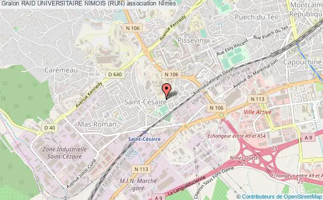 plan association Raid Universitaire Nimois (run) Nîmes