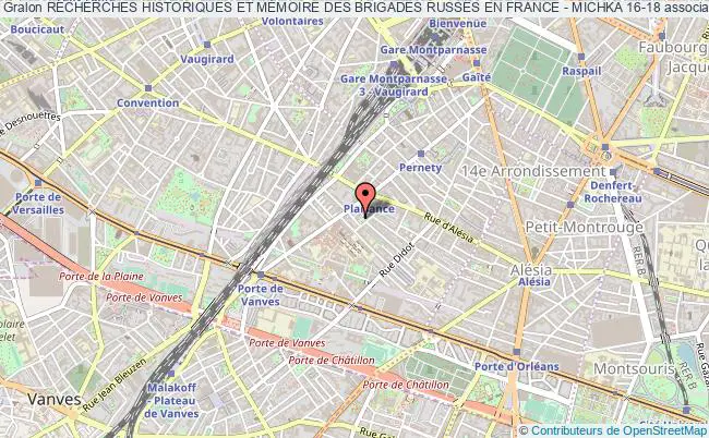 plan association Recherches Historiques Et MÉmoire Des Brigades Russes En France - Michka 16-18 Paris