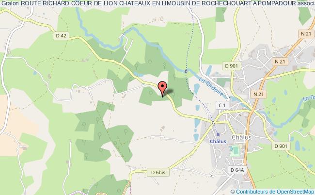 plan association Route Richard Coeur De Lion Chateaux En Limousin De Rochechouart A Pompadour Châlus