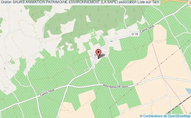 plan association Saurs Animation Patrimoine Environnement (la Sape) Lisle-sur-Tarn