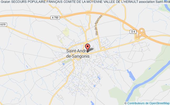 plan association Secours Populaire FranÇais Comite De La Moyenne Vallee De L'herault Saint-André-de-Sangonis