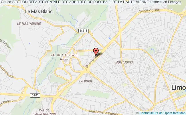 plan association Section Departementale Des Arbitres De Football De La Haute-vienne Limoges