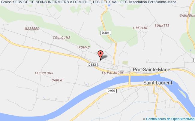 plan association Service De Soins Infirmiers A Domicile, Les Deux Vallees Port-Sainte-Marie