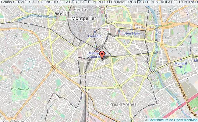 plan association Services Aux Conseils Et A La Redaction Pour Les Immigres Par Le Benevolat Et L'entraide - Scribe Montpellier