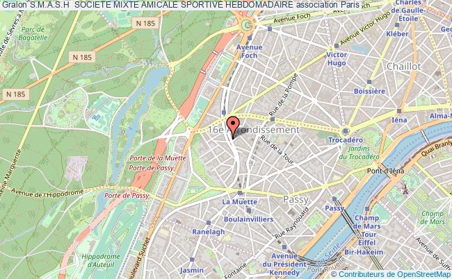 plan association S.m.a.s.h  Societe Mixte Amicale Sportive Hebdomadaire Paris 16e