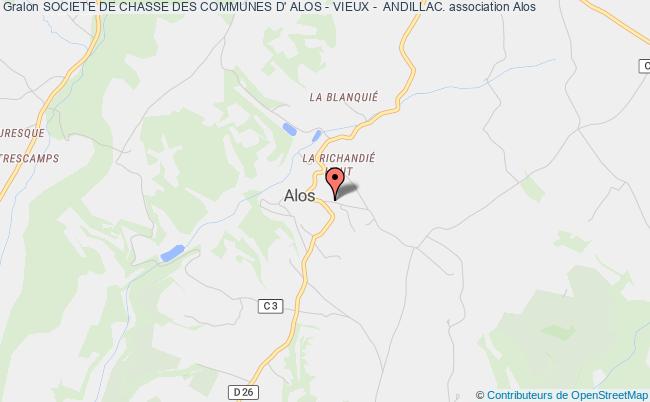 plan association Societe De Chasse Des Communes D' Alos - Vieux -  Andillac. Alos