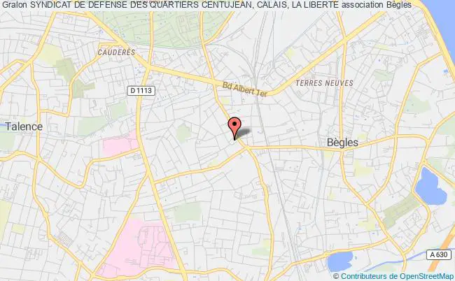 plan association Syndicat De Defense Des Quartiers Centujean, Calais, La Liberte Bègles