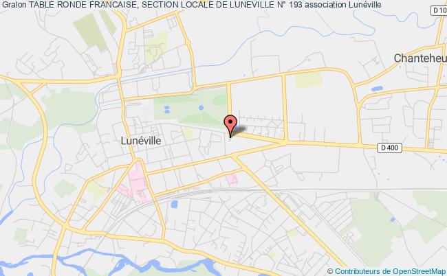 plan association Table Ronde Francaise, Section Locale De Luneville N° 193 Lunéville