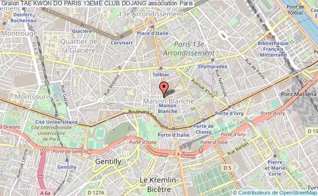plan association Tae Kwon Do Paris 13eme Club Dojang Paris