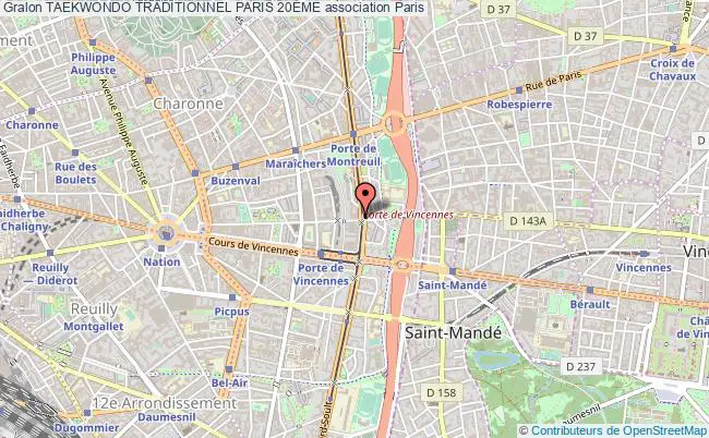 plan association Taekwondo Traditionnel Paris 20Ème Paris