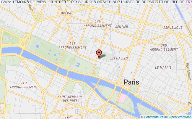 plan association Temoins De Paris - Centre De Ressources Orales Sur L'histoire De Paris Et De L'ile-de-france Paris 1er
