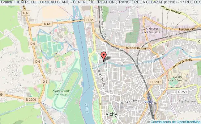 plan association Theatre Du Corbeau Blanc - Centre De Creation (transferee A Cebazat (63118) - 17 Rue Des Farges) Vichy
