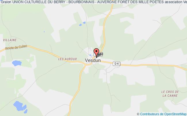 plan association Union Culturelle Du Berry - Bourbonnais - Auvergne ForÊt Des Mille PoÈtes Vesdun