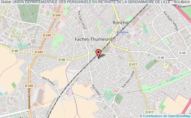 plan association Union Departementale Des Personnels En Retraite De La Gendarmerie De Lille - Roubaix - Tourcoing Et Environs Faches-Thumesnil