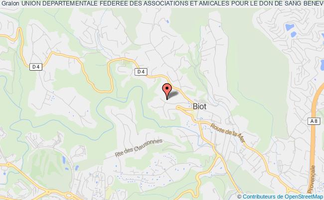 plan association Union Departementale Federee Des Associations Et Amicales Pour Le Don De Sang Benevole Des Alpes-maritimes (ud06) Biot