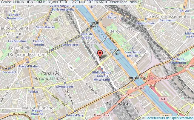 plan association Union Des CommerÇants De L'avenue De France Paris 13e