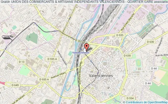 plan association Union Des Commercants & Artisans Independants Valenciennois - Quartier Gare Valenciennes