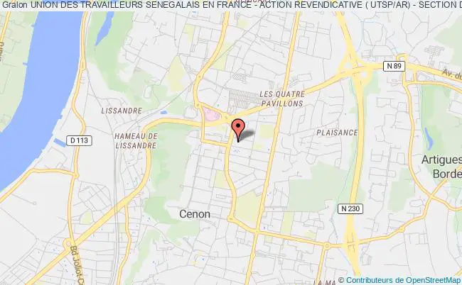 plan association Union Des Travailleurs Senegalais En France - Action Revendicative ( Utsp/ar) - Section De Gironde Cenon