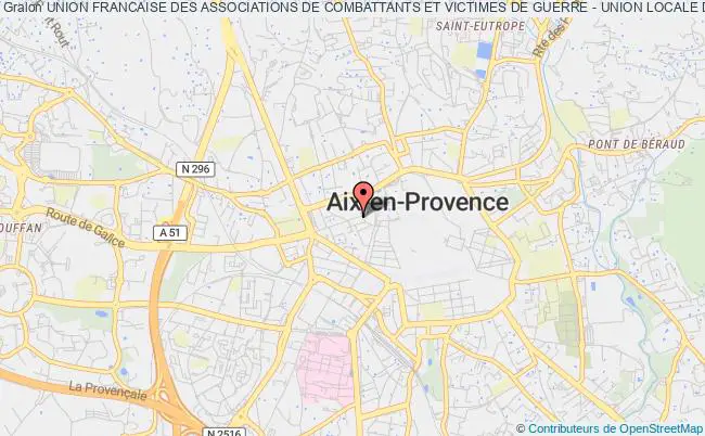 plan association Union Francaise Des Associations De Combattants Et Victimes De Guerre - Union Locale D'aix En Provence, (u.l.a.c. Aix En Provence) Aix-en-Provence