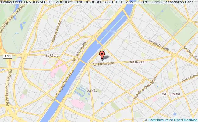 plan association Union Nationale Des Associations De Secouristes Et Sauveteurs - Unass Paris 15e