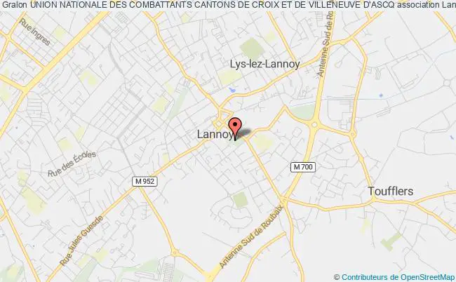 plan association Union Nationale Des Combattants Cantons De Croix Et De Villeneuve D'ascq Lannoy