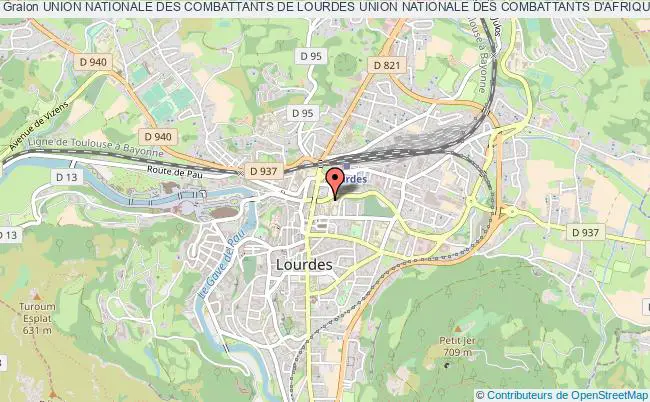plan association Union Nationale Des Combattants De Lourdes Union Nationale Des Combattants D'afrique Du Nord, Ainsi Que Toutes Les GÉnÉrations De Feu (opex) Lourdes