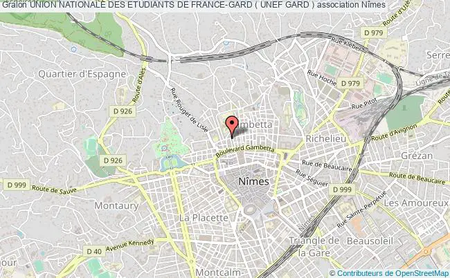 plan association Union Nationale Des Etudiants De France-gard ( Unef Gard ) Nîmes cedex 1
