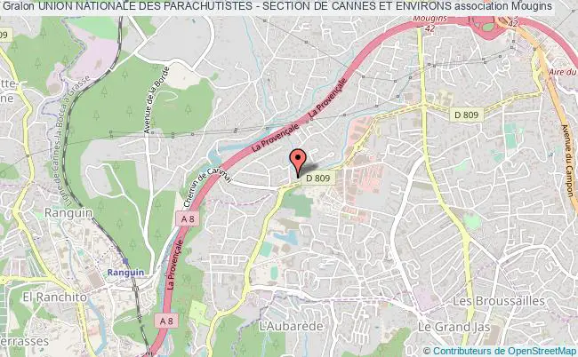plan association Union Nationale Des Parachutistes - Section De Cannes Et Environs Mougins