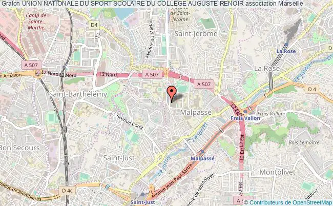 plan association Union Nationale Du Sport Scolaire Du College Auguste Renoir Marseille