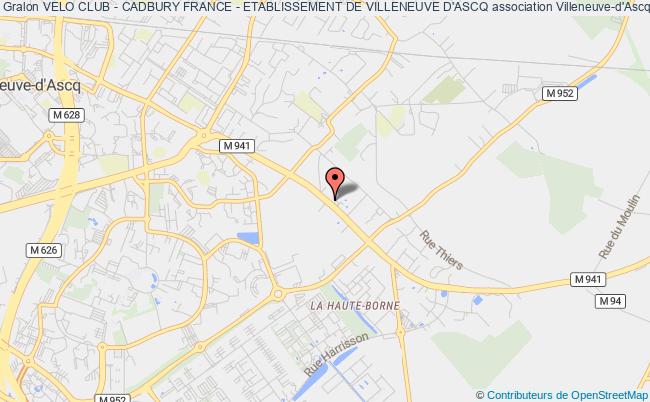 plan association Velo Club - Cadbury France - Etablissement De Villeneuve D'ascq Villeneuve-d'Ascq