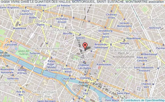 plan association Vivre Dans Le Quartier Des Halles, Montorgueil, Saint- Eustache, Montmartre Paris