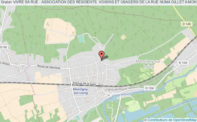 plan association Vivre Sa Rue - Association Des RÉsidents, Voisins Et Usagers De La Rue Numa Gillet A Montigny Sur Loing Montigny-sur-Loing