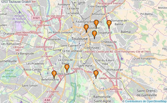 plan 1253 Toulouse Associations 1253 Toulouse : 6 associations