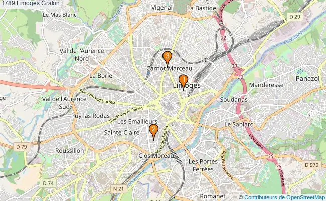 plan 1789 Limoges Associations 1789 Limoges : 3 associations