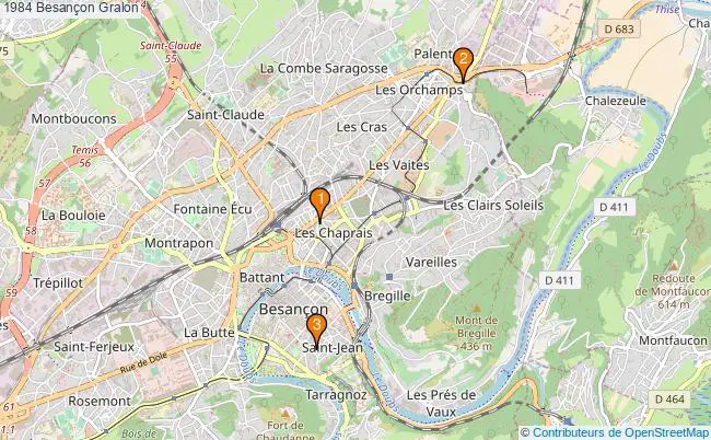 plan 1984 Besançon Associations 1984 Besançon : 3 associations