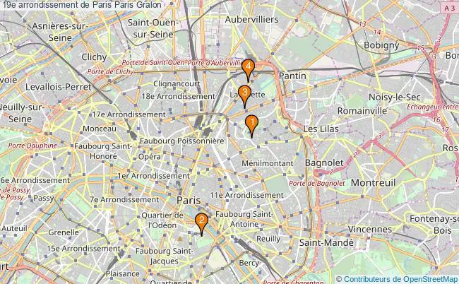 plan 19e arrondissement de Paris Paris Associations 19e arrondissement de Paris Paris : 7 associations