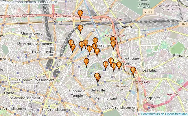 plan 19ème arrondissement Paris Associations 19ème arrondissement Paris : 21 associations